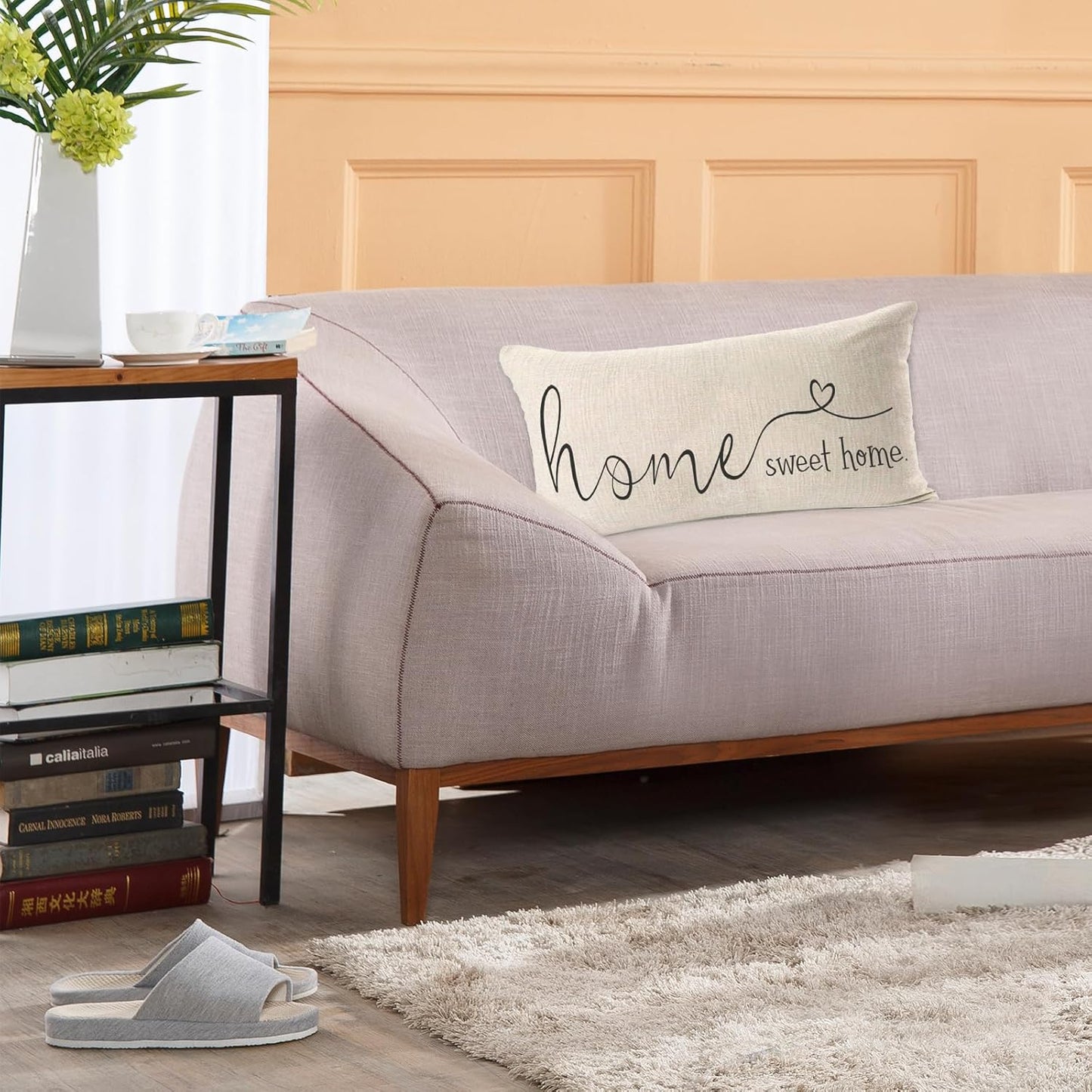 Home Sweet Home Quotes Farmhouse Pillow Covers 12X20 Inch,Farmhouse Decorative Lumbar Throw Pillow Case Cushion Cover,Housewarming Gift