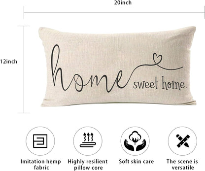 Home Sweet Home Quotes Farmhouse Pillow Covers 12X20 Inch,Farmhouse Decorative Lumbar Throw Pillow Case Cushion Cover,Housewarming Gift