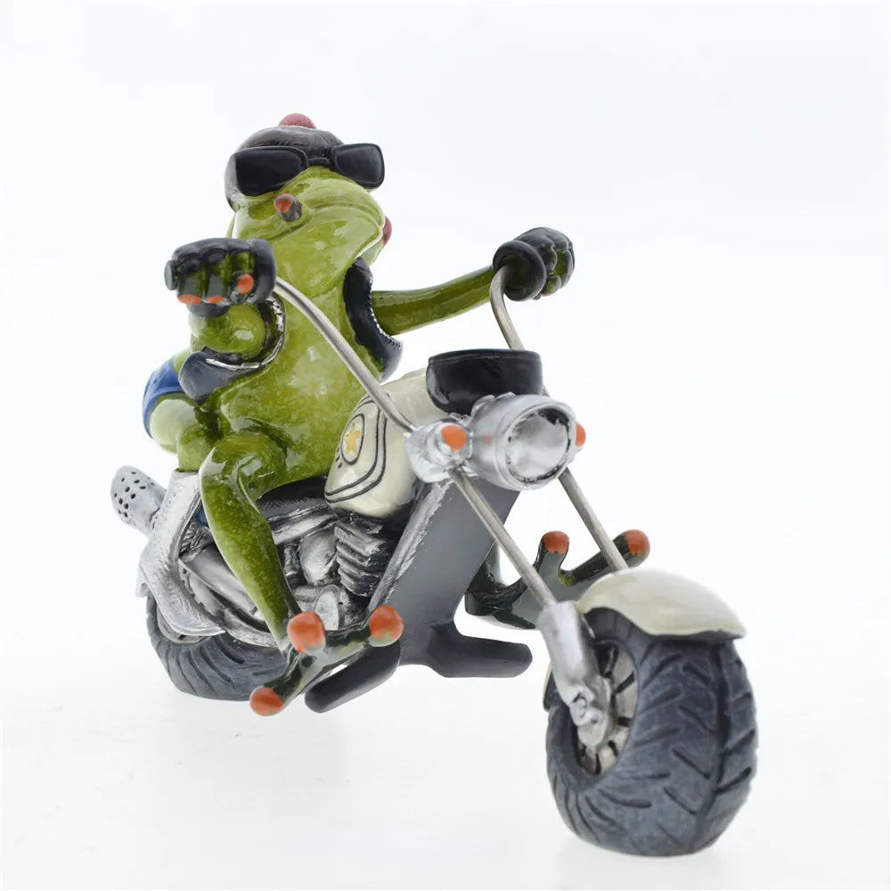 Home Decoration Frog Statue Couples Riding Motorcycles,Home Decor Sculptures and Figurines,Home Decorative Figures