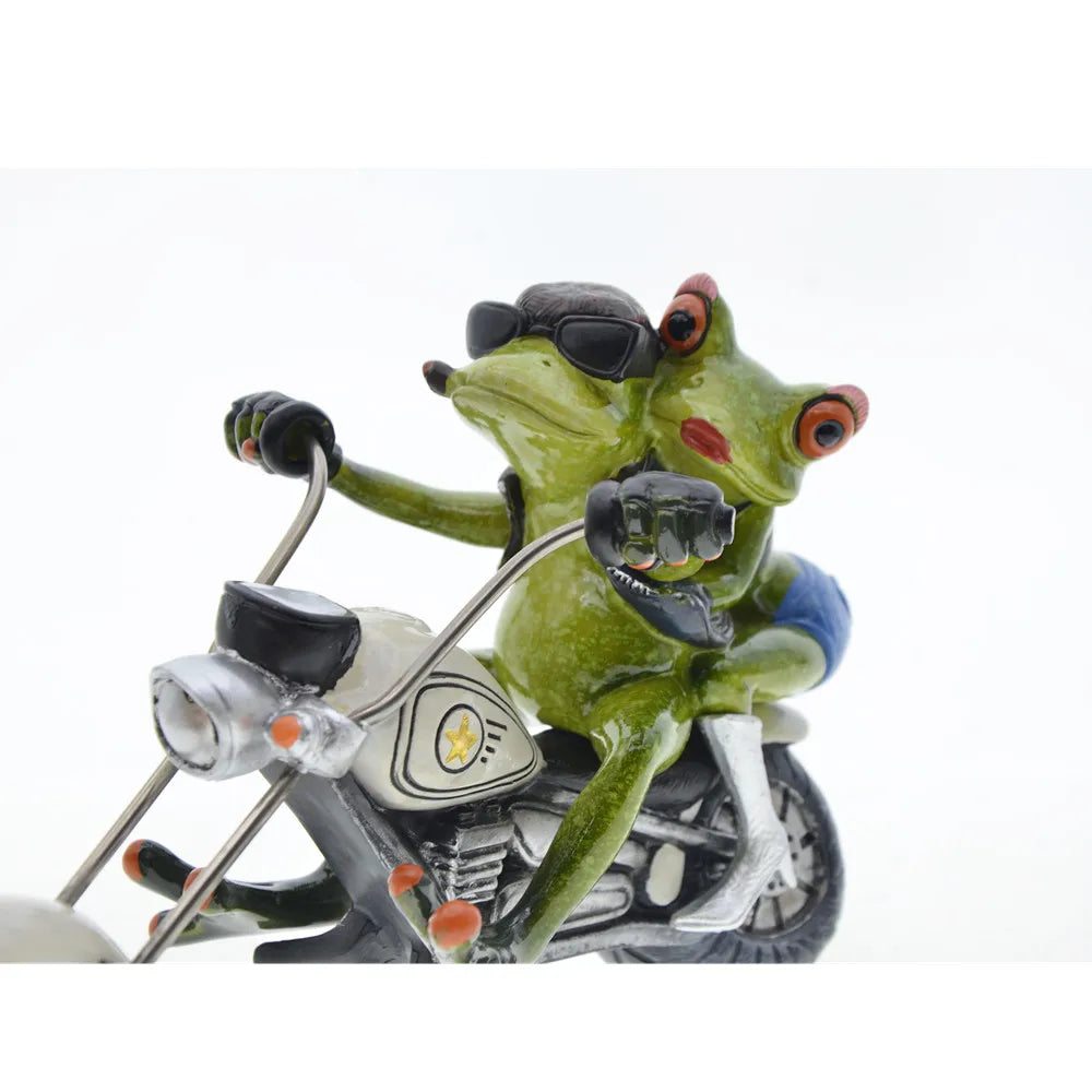 Home Decoration Frog Statue Couples Riding Motorcycles,Home Decor Sculptures and Figurines,Home Decorative Figures