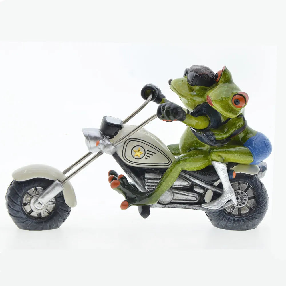 Home Decoration Frog Statue Couples Riding Motorcycles,Home Decor Sculptures and Figurines,Home Decorative Figures