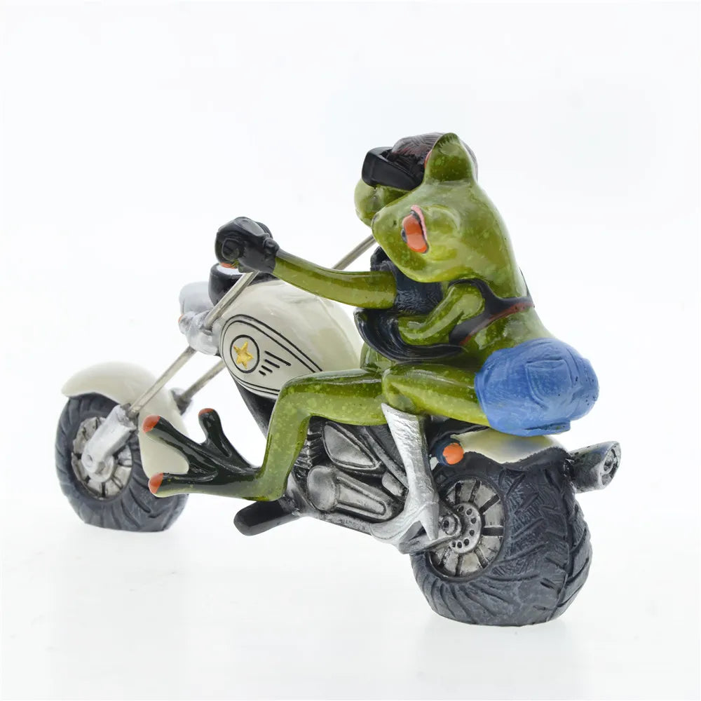 Home Decoration Frog Statue Couples Riding Motorcycles,Home Decor Sculptures and Figurines,Home Decorative Figures