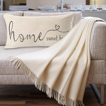 Home Sweet Home Quotes Farmhouse Pillow Covers 12X20 Inch,Farmhouse Decorative Lumbar Throw Pillow Case Cushion Cover,Housewarming Gift