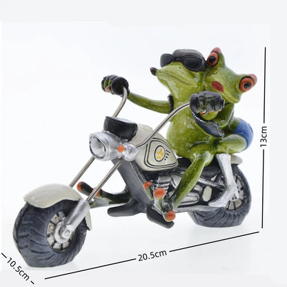 Home Decoration Frog Statue Couples Riding Motorcycles,Home Decor Sculptures and Figurines,Home Decorative Figures