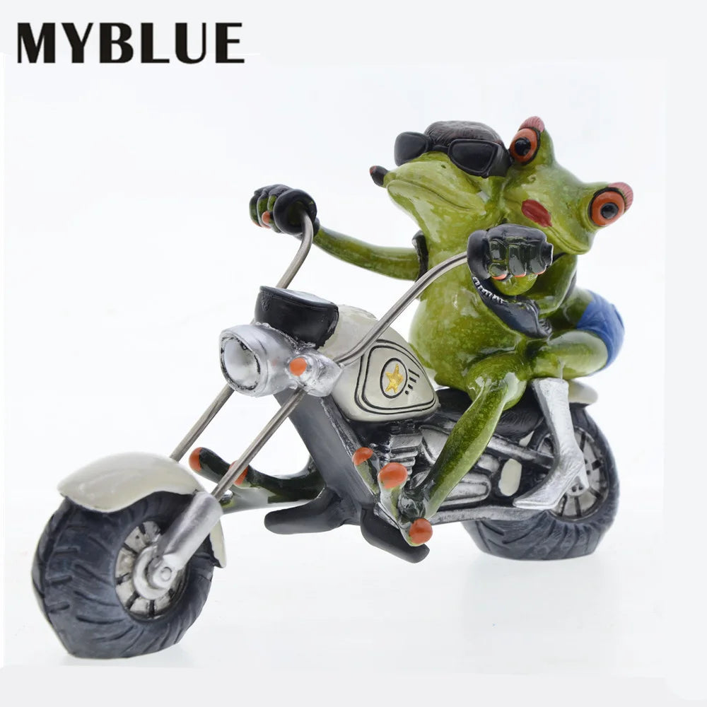 Home Decoration Frog Statue Couples Riding Motorcycles,Home Decor Sculptures and Figurines,Home Decorative Figures