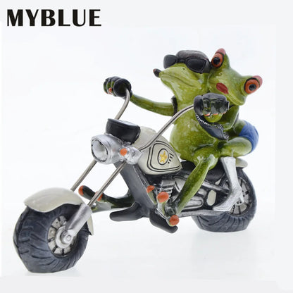 Home Decoration Frog Statue Couples Riding Motorcycles,Home Decor Sculptures and Figurines,Home Decorative Figures