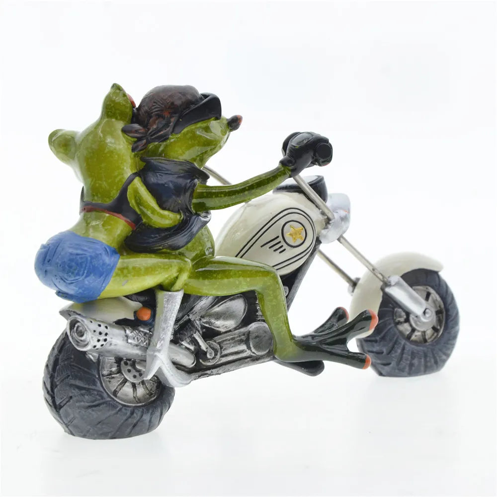 Home Decoration Frog Statue Couples Riding Motorcycles,Home Decor Sculptures and Figurines,Home Decorative Figures