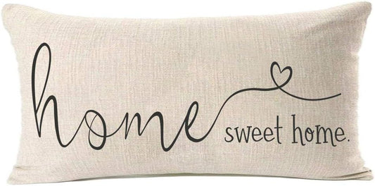 Home Sweet Home Quotes Farmhouse Pillow Covers 12X20 Inch,Farmhouse Decorative Lumbar Throw Pillow Case Cushion Cover,Housewarming Gift